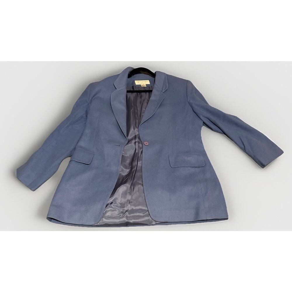 Rena Rowan for Saville Blue Notch Lapel Wool Blend Blazer Jacket Lined Size 14
